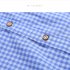 Men Long Sleeves T shirt Casual Button Down Breathable Cotton Shirt Plaid Printing Slim Fit Tops With Pocket light blue 42 2XL