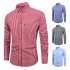 Men Long Sleeves T shirt Casual Button Down Breathable Cotton Shirt Plaid Printing Slim Fit Tops With Pocket light blue 42 2XL