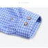 Men Long Sleeves T shirt Casual Button Down Breathable Cotton Shirt Plaid Printing Slim Fit Tops With Pocket dark blue 40 L