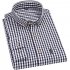 Men Long Sleeves T shirt Casual Button Down Breathable Cotton Shirt Plaid Printing Slim Fit Tops With Pocket dark blue 40 L