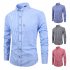 Men Long Sleeves T shirt Casual Button Down Breathable Cotton Shirt Plaid Printing Slim Fit Tops With Pocket dark blue 40 L