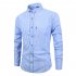 Men Long Sleeves T shirt Casual Button Down Breathable Cotton Shirt Plaid Printing Slim Fit Tops With Pocket dark blue 40 L