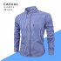 Men Long Sleeves T shirt Casual Button Down Breathable Cotton Shirt Plaid Printing Slim Fit Tops With Pocket dark blue 40 L