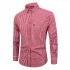 Men Long Sleeves T shirt Casual Button Down Breathable Cotton Shirt Plaid Printing Slim Fit Tops With Pocket dark blue 40 L