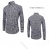 Men Long Sleeves T shirt Casual Button Down Breathable Cotton Shirt Plaid Printing Slim Fit Tops With Pocket dark blue 40 L