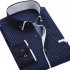 Men Long Sleeves T shirt Business Lapel Slim Fit Cardigan Tops Casual Polka Dot Printing Shirt XS15 45 5XL