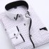 Men Long Sleeves T shirt Business Lapel Slim Fit Cardigan Tops Casual Polka Dot Printing Shirt XS16 40 L