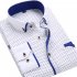 Men Long Sleeves T shirt Business Lapel Slim Fit Cardigan Tops Casual Polka Dot Printing Shirt XS16 42 XXL