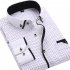 Men Long Sleeves T shirt Business Lapel Slim Fit Cardigan Tops Casual Polka Dot Printing Shirt XS17 41 XL