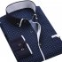 Men Long Sleeves T shirt Business Lapel Slim Fit Cardigan Tops Casual Polka Dot Printing Shirt XS17 41 XL