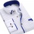 Men Long Sleeves T shirt Business Lapel Slim Fit Cardigan Tops Casual Polka Dot Printing Shirt XS18 42 XXL