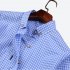 Men Long Sleeves T shirt Casual Button Down Breathable Cotton Shirt Plaid Printing Slim Fit Tops With Pocket Black and white 41 XL