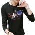 Men Long sleeved Round Collar T shirt Slim Shirt Old duck double triangle long sleeve white  165cm 55kg  L