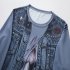 Men Long sleeved Shirt 3D Digital Printing Halloween Series Horror Theme Long Sleeved Round Neck Shirt Blue XL