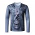 Men Long sleeved Shirt 3D Digital Printing Halloween Series Horror Theme Long Sleeved Round Neck Shirt Blue XL