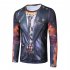 Men Long sleeved Shirt 3D Digital Printing Halloween Series Horror Theme Long Sleeved Round Neck Shirt Black 2XL
