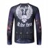 Men Long sleeved Shirt 3D Digital Printing Halloween Series Horror Theme Long Sleeved Round Neck Shirt Black 2XL