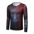 Men Long sleeved Shirt Round Neck 3D Digital Printing Halloween Series Horror Theme Long Sleeved Shirt Black  XL