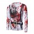 Men Long sleeved Shirt Round Neck 3D Digital Printing Halloween Series Horror Theme Long Sleeved Shirt Red 2XL