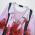 Men Long sleeved Shirt Round Neck 3D Digital Printing Halloween Series Horror Theme Long Sleeved Shirt White L