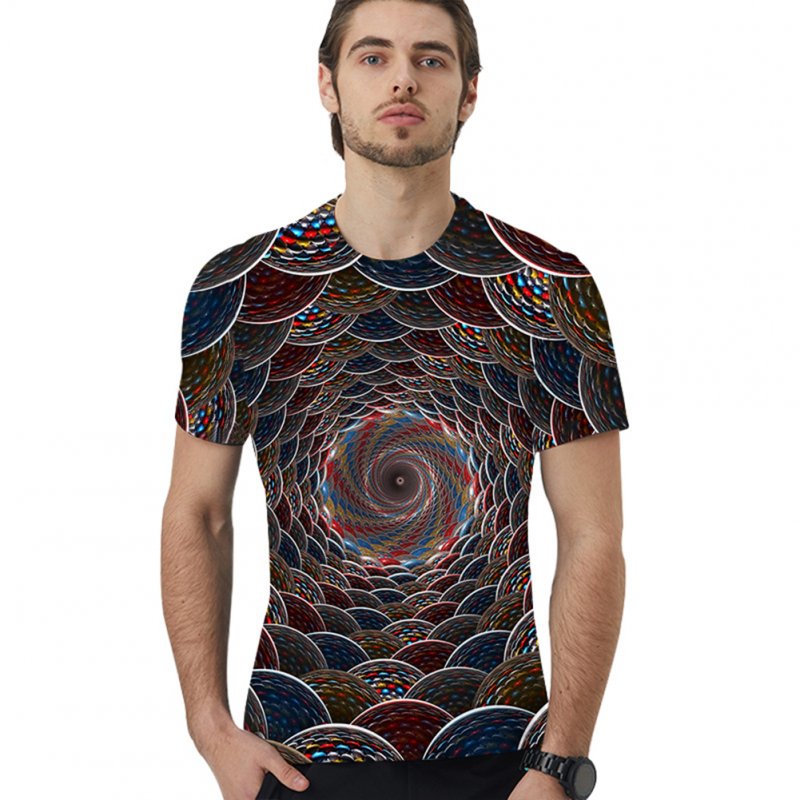 Men Loose 3D Colorful Digital Printing Round Collar Short Sleeve T Shirt for Couples XK-10142T_XXXL