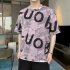 Men Loose Half Sleeves Shirt Summer Ice Silk Bottoming T shirt Loose Round Neck Pullover Tops blue L