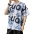 Men Loose Half Sleeves Shirt Summer Ice Silk Bottoming T shirt Loose Round Neck Pullover Tops White XL