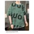 Men Loose Half Sleeves Shirt Summer Ice Silk Bottoming T shirt Loose Round Neck Pullover Tops pink M
