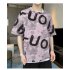Men Loose Half Sleeves Shirt Summer Ice Silk Bottoming T shirt Loose Round Neck Pullover Tops pink XL