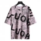 Men Loose Half Sleeves Shirt Summer Ice Silk Bottoming T-shirt Loose Round Neck Pullover Tops pink 2XL