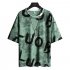 Men Loose Half Sleeves Shirt Summer Ice Silk Bottoming T shirt Loose Round Neck Pullover Tops green M