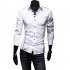 Men Luxury Casual Business Long Sleeve Slim Shirt gray XL