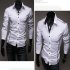 Men Luxury Casual Business Long Sleeve Slim Shirt gray XL