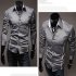 Men Luxury Casual Business Long Sleeve Slim Shirt white XL
