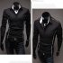Men Luxury Casual Business Long Sleeve Slim Shirt black 2XL