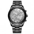 Men Luxury Sports Casual Waterproof Quartz Stainless Steel Watchband Wristwatch   Silver White surface 8251 
