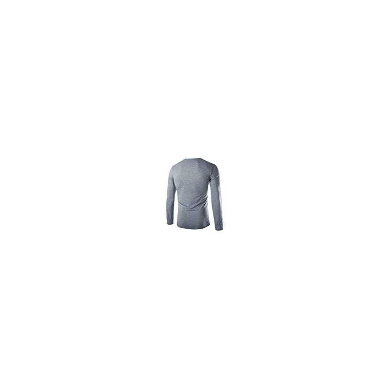 Men Metal Button V Neck Muscle T-hirt Grey XL