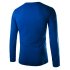 Men Metal Button V Neck Long Sleeve Slim Muscle T Shirt Blue L
