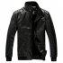 Men Motorcycle Faux Leather Coat Stand Collar Ribbed Hem Slim PU Jacket Overcoat brown M