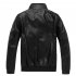 Men Motorcycle Faux Leather Coat Stand Collar Ribbed Hem Slim PU Jacket Overcoat black XL