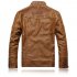 Men Motorcycle Leather Jacket Zipper Cool Fashionable Slim Fit PU Coat Top Khaki XL