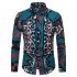 Men National Style Fashion Digital Printing Casual Long Sleeve T shirt red L