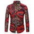 Men National Style Fashion Digital Printing Casual Long Sleeve T shirt red L