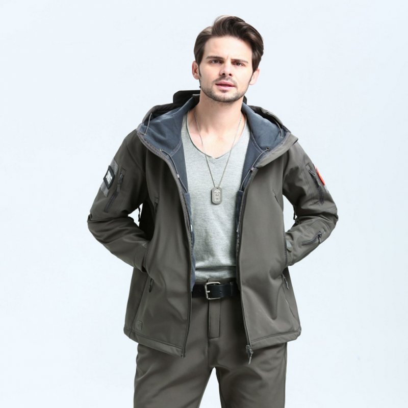 Men Outdoor 3 in 1 Waterproof Fleece Jacket gray_S