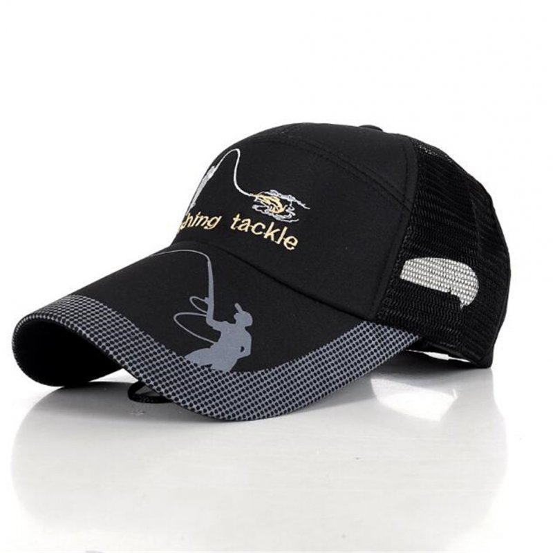 Men Outdoor Baseball Cap Sun Screen Mesh Hat Fishing Breathable Hat black_adjustable
