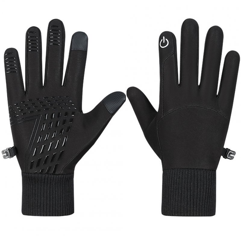 Men Outdoor Sports Gloves Touch Screen Waterproof Non-slip Tactical Gloves For Training Cycling Fitness black buckle M