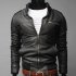 Men PU Leather Motorcycle Jackets Fashionable Autumn Winter Outwear Coat Top black M