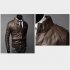 Men PU Leather Motorcycle Jackets Fashionable Autumn Winter Outwear Coat Top black M