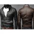 Men PU Leather Motorcycle Jackets Fashionable Autumn Winter Outwear Coat Top black M