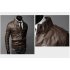 Men PU Leather Motorcycle Jackets Fashionable Autumn Winter Outwear Coat Top Dark brown M